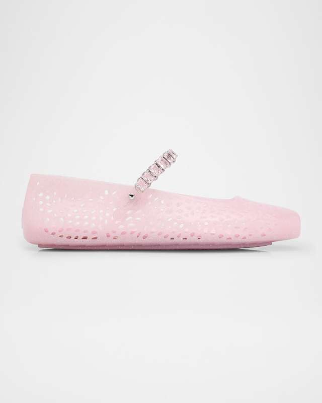 The Jelly Glitter Crystal-Strap Ballerina Flats